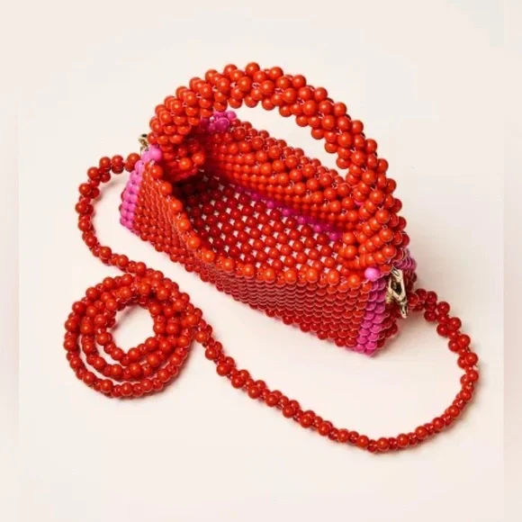 Kate Spade x Target Red/Pink Colorblock Beaded Crossbody Bag NWT - Picture 3 of 5